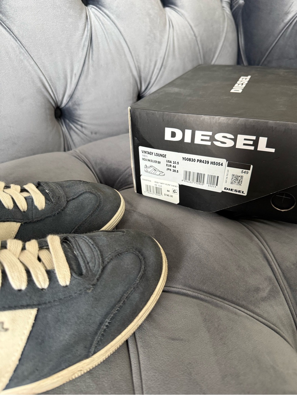 Diesel Lounge Men’s Sneakers Blue Suede Leather Casual Shoes Size 10,5 Box Y2K - Picture 2 of 12